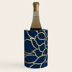 Floral Prints, Line Art, Navy Blue and Gold Wine Chiller Gallery Image 2