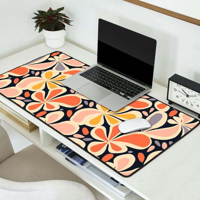 Abstract vintage flower art pattern Desk Mat Gallery Image 2