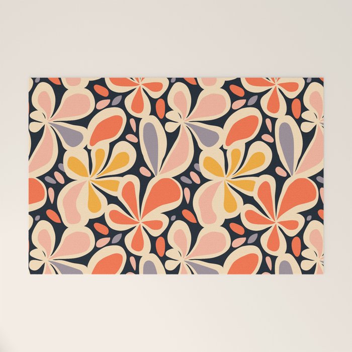 Abstract vintage flower art pattern Welcome Mat Gallery Image 1