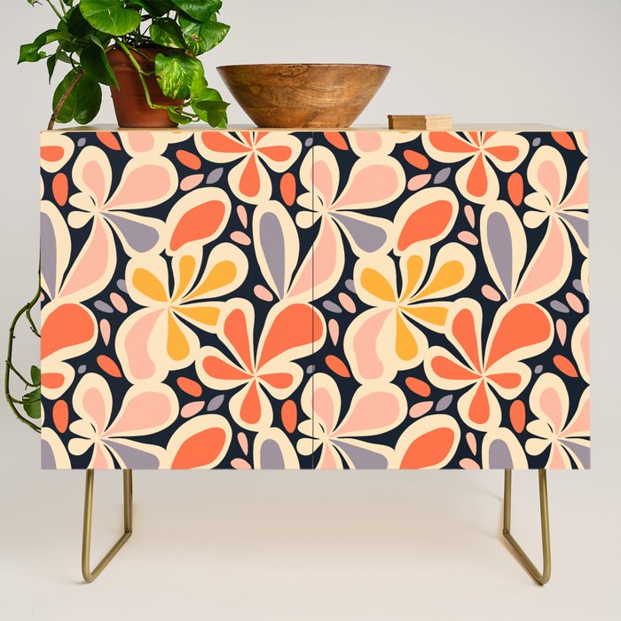 Abstract vintage flower art pattern Credenza Gallery Image 1