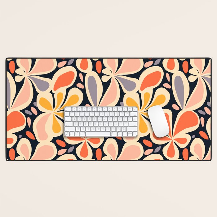 Abstract vintage flower art pattern Desk Mat Gallery Image 1