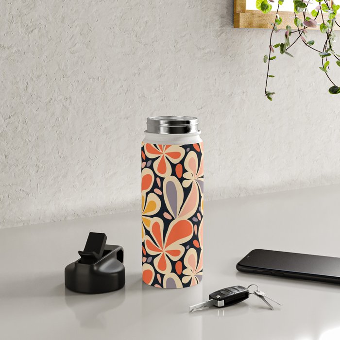Abstract vintage flower art pattern Water Bottle Gallery Image 4