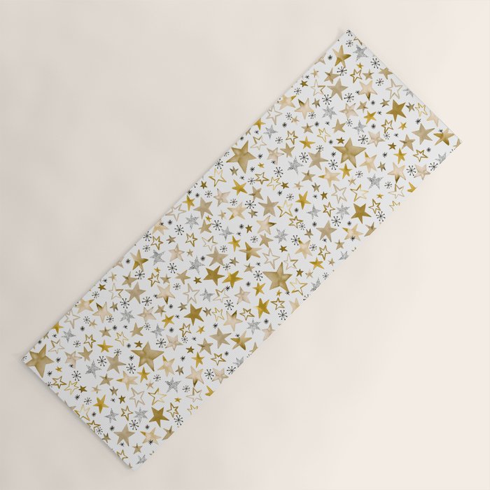 Christmas Golden Stars Elegant Celestial Stars Yoga Mat Gallery Image 1