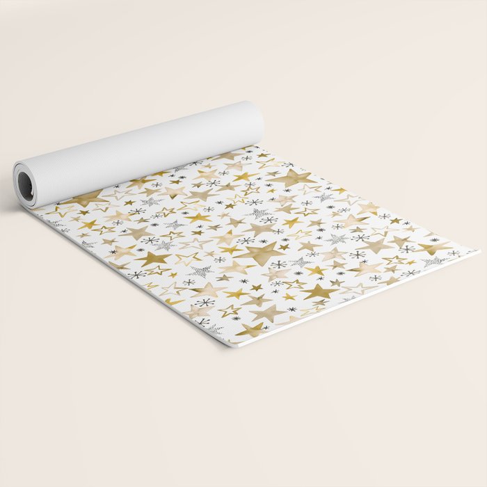 Christmas Golden Stars Elegant Celestial Stars Yoga Mat Gallery Image 2