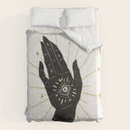 Mystic Hand with Eye - Black and Gold Ink Comforter Gallery Image 6