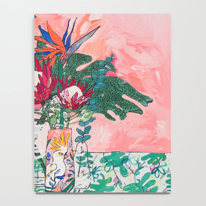 Cockatoo Vase - Bouquet of Flowers on Coral and Jungle Notebook Gallery Image 4