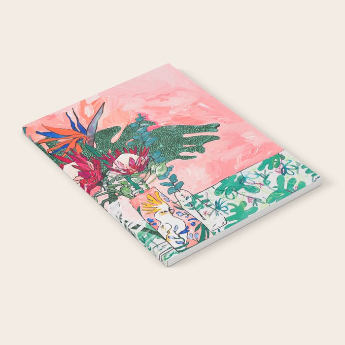 Cockatoo Vase - Bouquet of Flowers on Coral and Jungle Notebook Gallery Image 1