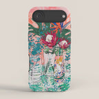 Cockatoo Vase - Bouquet of Flowers on Coral and Jungle iPhone Case Gallery Image 2
