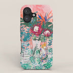 Cockatoo Vase - Bouquet of Flowers on Coral and Jungle iPhone Case Gallery Image 1