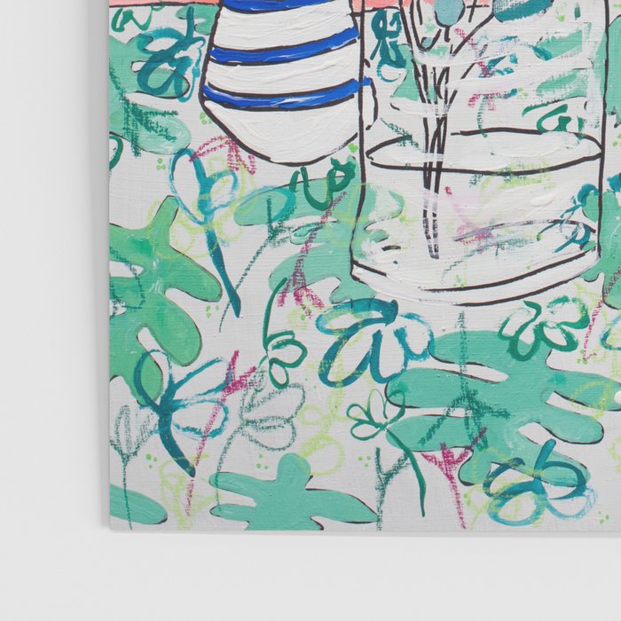 Cockatoo Vase - Bouquet of Flowers on Coral and Jungle Poster Gallery Image 3