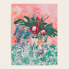 Cockatoo Vase - Bouquet of Flowers on Coral and Jungle Poster Gallery Image 4