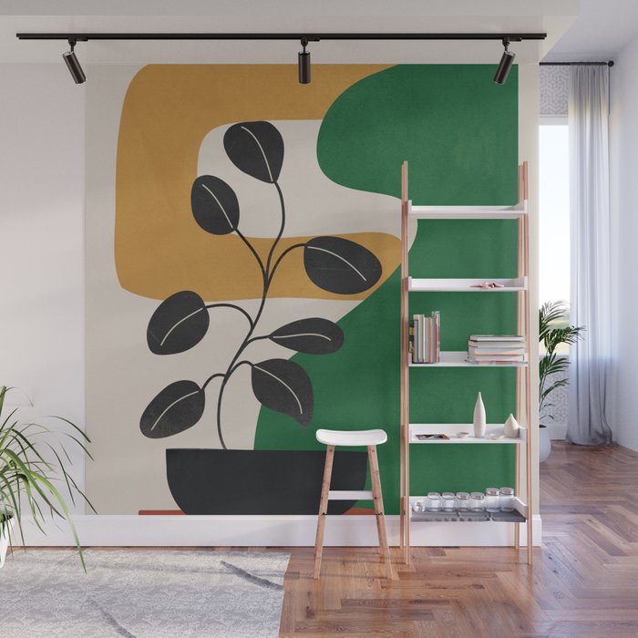 Modern Abstract Minimal Shapes Branches Art 4 Wall Mural Gallery Image 1