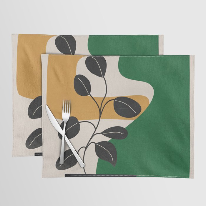 Modern Abstract Minimal Shapes Branches Art 4 Placemat Gallery Image 1