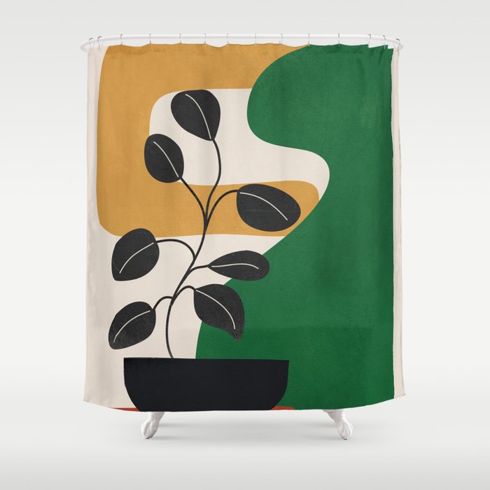 Modern Abstract Minimal Shapes Branches Art 4 Shower Curtain Gallery Image 1