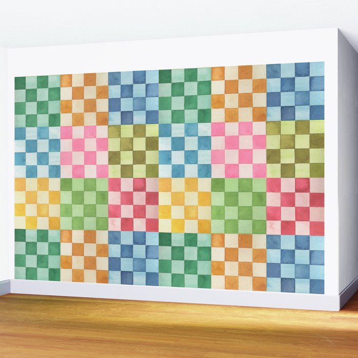 Eclectic  revival Handmade checker Multicolored Wall Mural Gallery Image 2