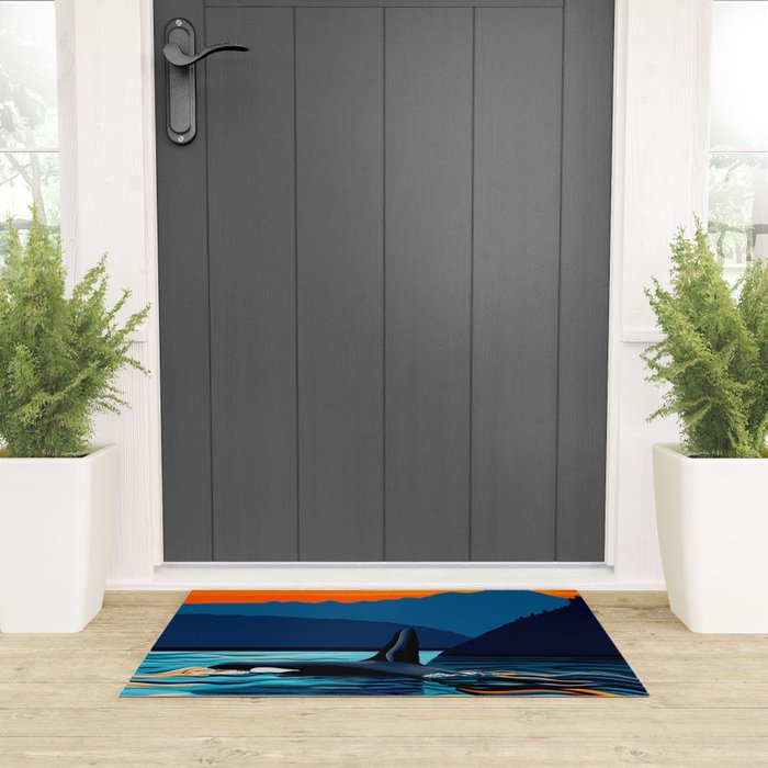 Orca into the Fire Sky Welcome Mat Gallery Image 3