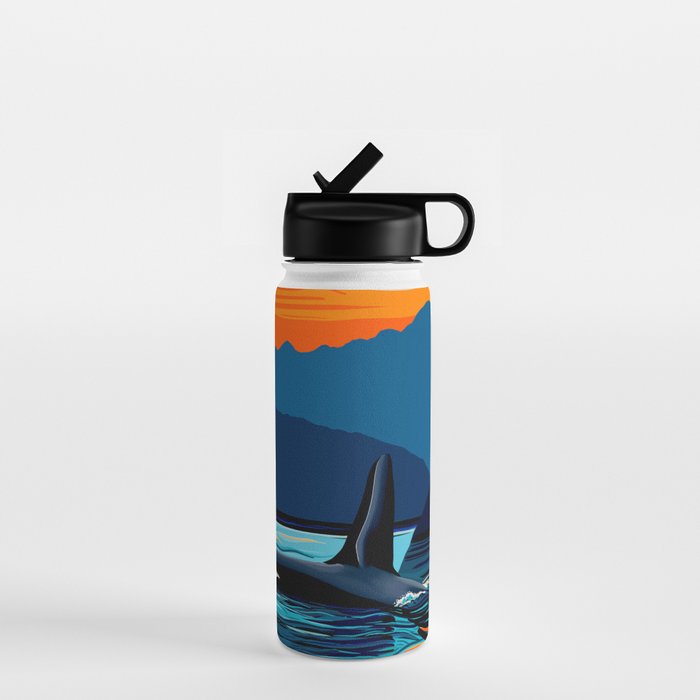 Orca into the Fire Sky Water Bottle Gallery Image 1