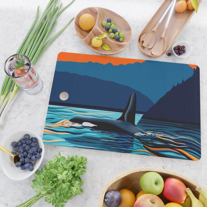 Orca into the Fire Sky Cutting Board Gallery Image 2