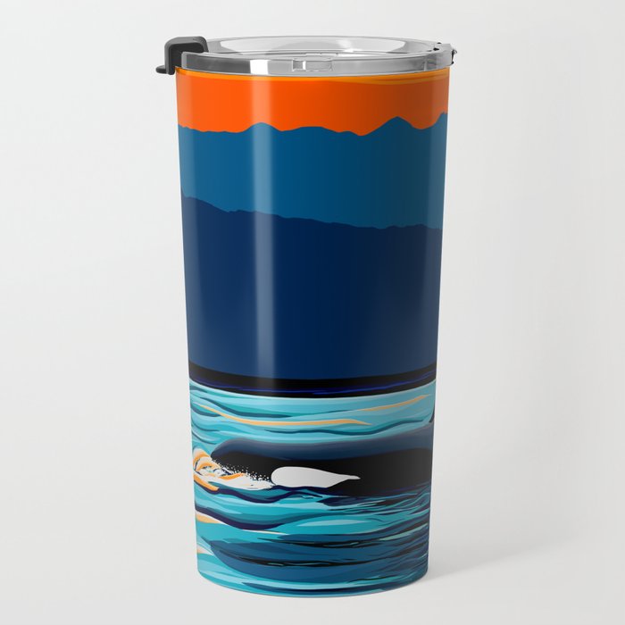 Orca into the Fire Sky Travel Mug Gallery Image 3