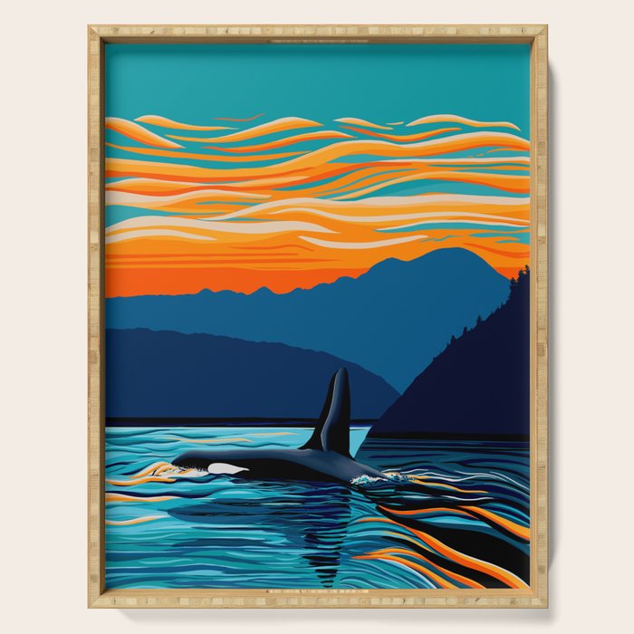 Orca into the Fire Sky Serving Tray Gallery Image 1