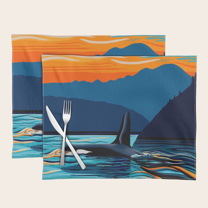 Orca into the Fire Sky Placemat Gallery Image 1