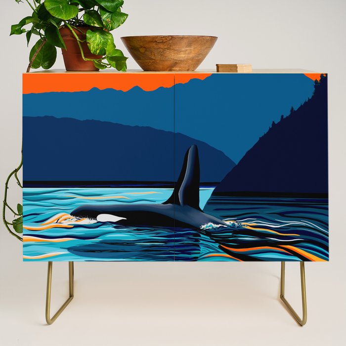 Orca into the Fire Sky Credenza Gallery Image 1