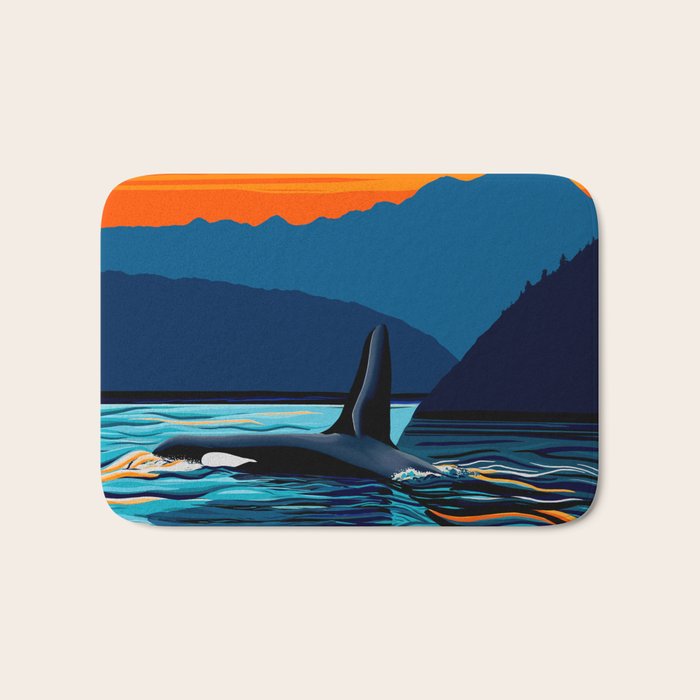 Orca into the Fire Sky Bath Mat Gallery Image 1