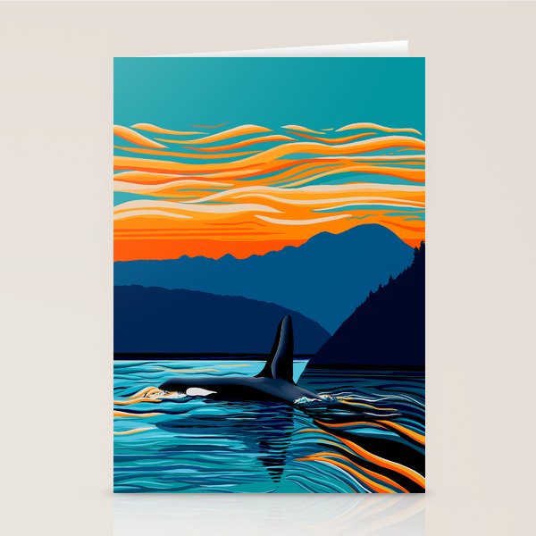 Orca into the Fire Sky Stationery Card Gallery Image 2