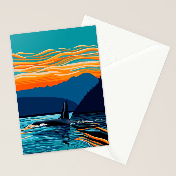 Orca into the Fire Sky Stationery Card Gallery Image 2