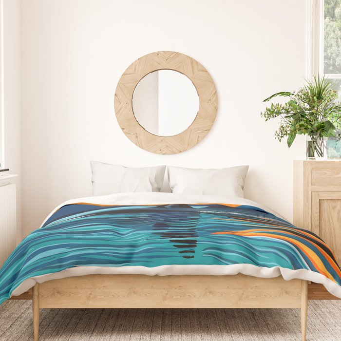 Orca into the Fire Sky Duvet Cover Gallery Image 3
