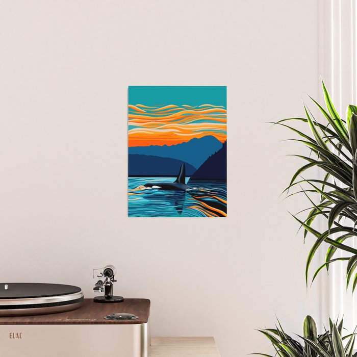 Orca into the Fire Sky Poster Gallery Image 2