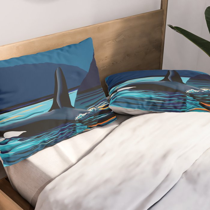 Orca into the Fire Sky Pillow Sham Gallery Image 2