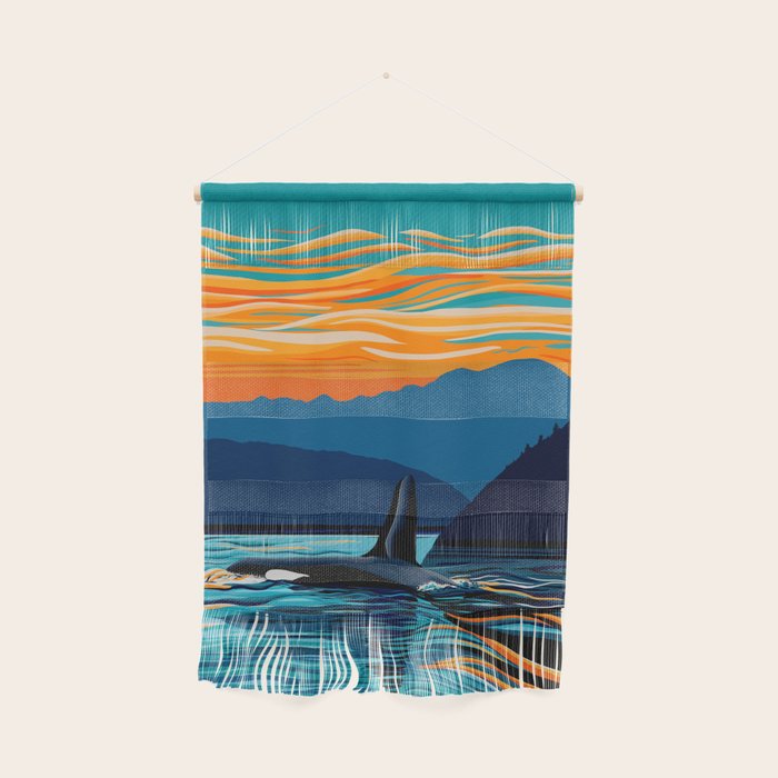 Orca into the Fire Sky Wall Hanging Gallery Image 1