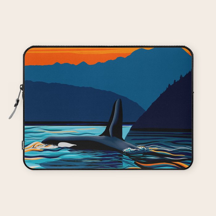 Orca into the Fire Sky Laptop Sleeve Gallery Image 1