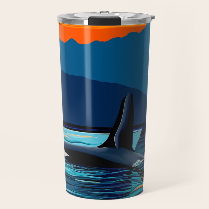 Orca into the Fire Sky Travel Mug Gallery Image 1