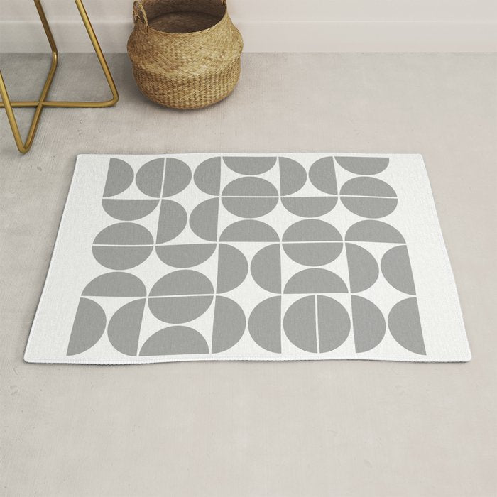 Mid Century Modern Geometric 04 Grey Rug Gallery Image 1