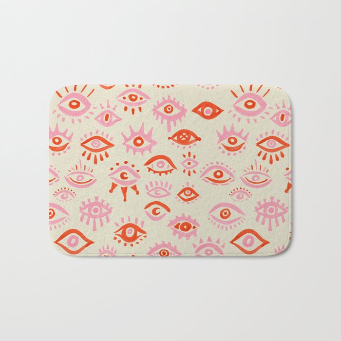 Mystic Eyes - Pink & Red Bath Mat Gallery Image 1