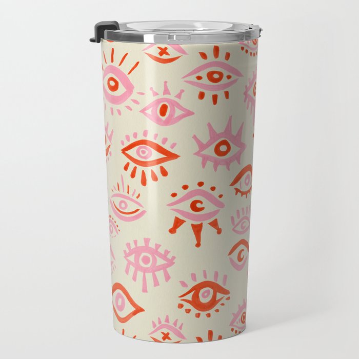 Mystic Eyes - Pink & Red Travel Mug Gallery Image 3