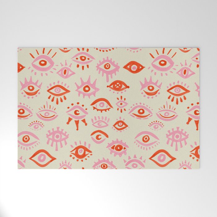 Mystic Eyes - Pink & Red Welcome Mat Gallery Image 1