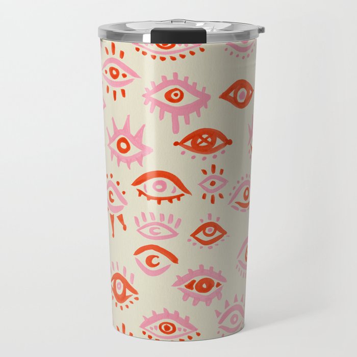 Mystic Eyes - Pink & Red Travel Mug Gallery Image 1