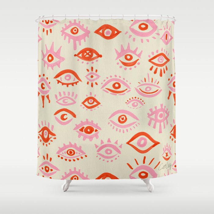 Mystic Eyes - Pink & Red Shower Curtain Gallery Image 1