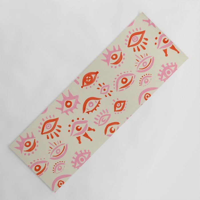 Mystic Eyes - Pink & Red Yoga Mat Gallery Image 1