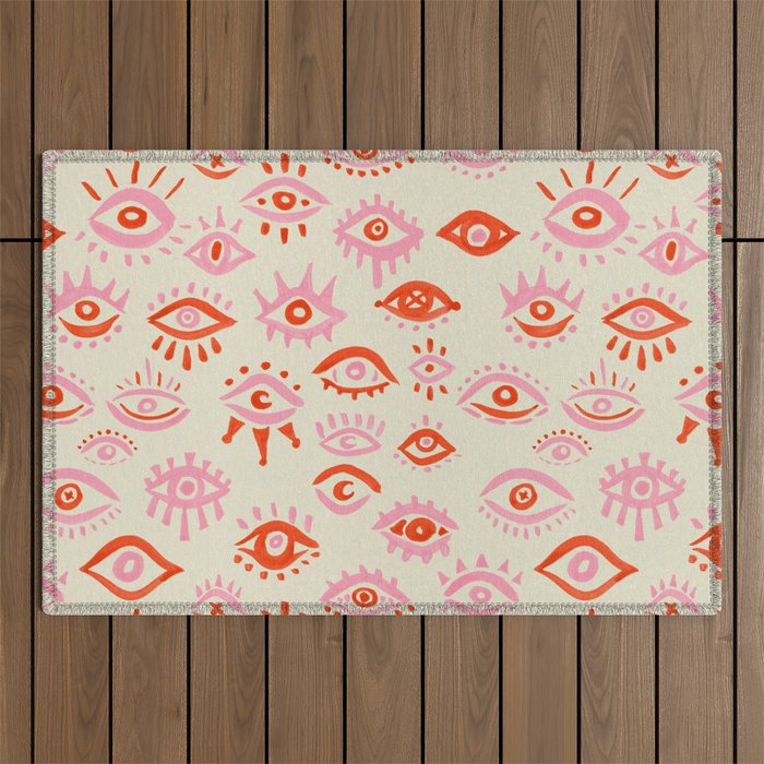 Mystic Eyes - Pink & Red Outdoor Rug Gallery Image 1