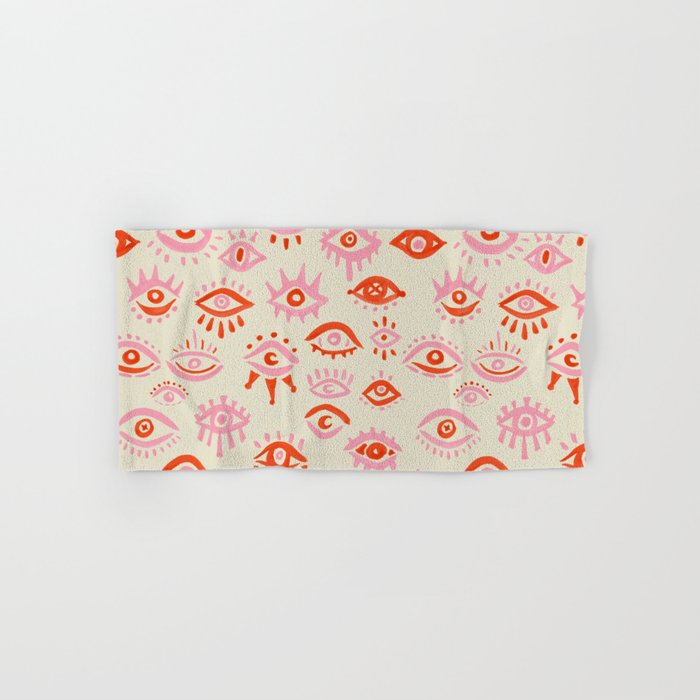 Mystic Eyes - Pink & Red Bath Towel Gallery Image 1