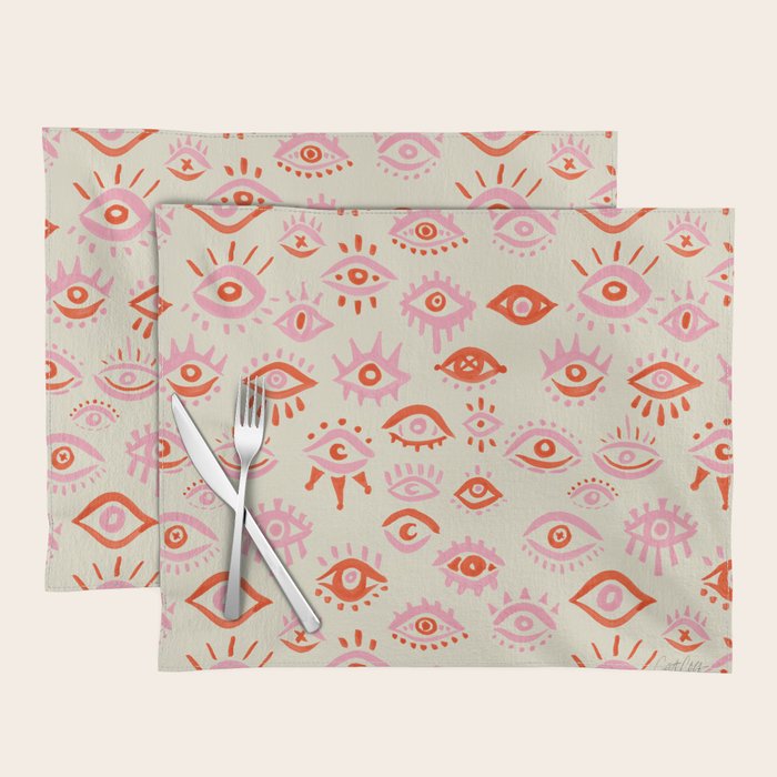 Mystic Eyes - Pink & Red Placemat Gallery Image 1
