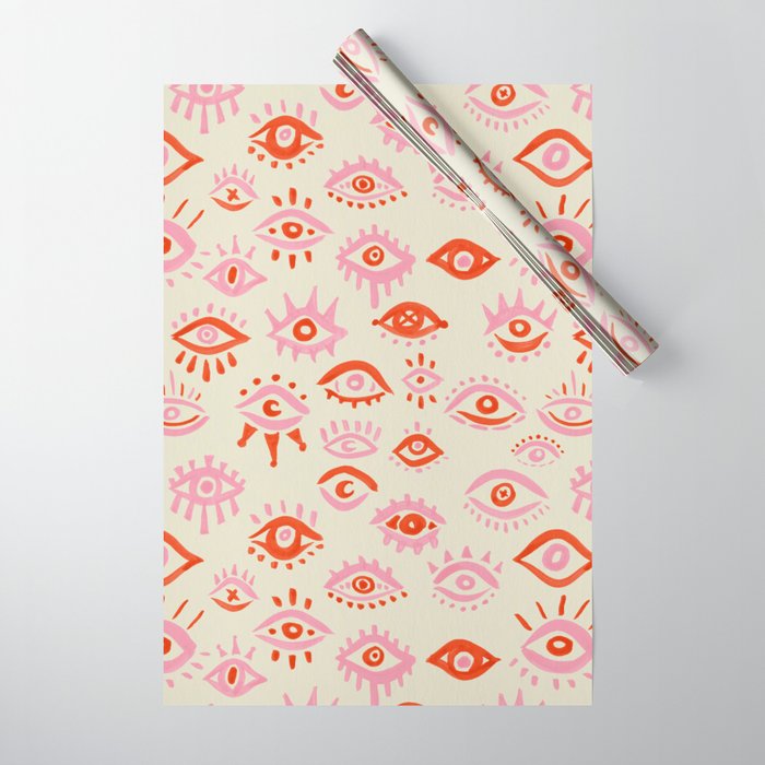 Mystic Eyes - Pink & Red Wrapping Paper Gallery Image 1