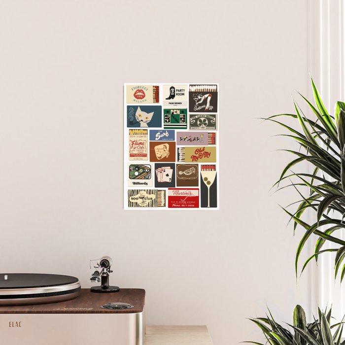 Cool Girl Matchbook Collage Art Print Poster Gallery Image 2