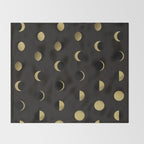 The Lunar Cycle â¢ Phases of the Moon - Black & Gold Palette Throw Blanket Gallery Image 2