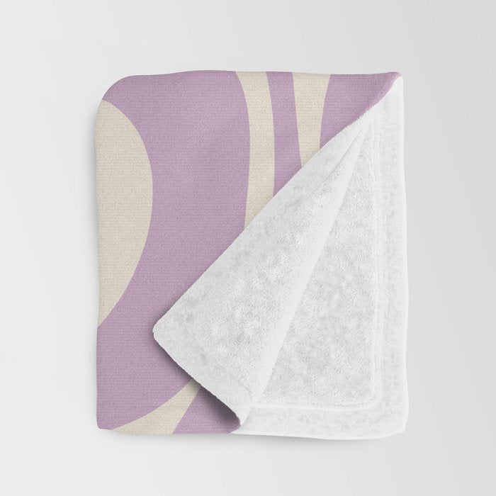 Modern Retro Liquid Swirl Abstract Pattern Square in Lavender Cream Throw Blanket Gallery Image 3