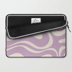 Modern Retro Liquid Swirl Abstract Pattern Square in Lavender Cream Laptop Sleeve Gallery Image 2